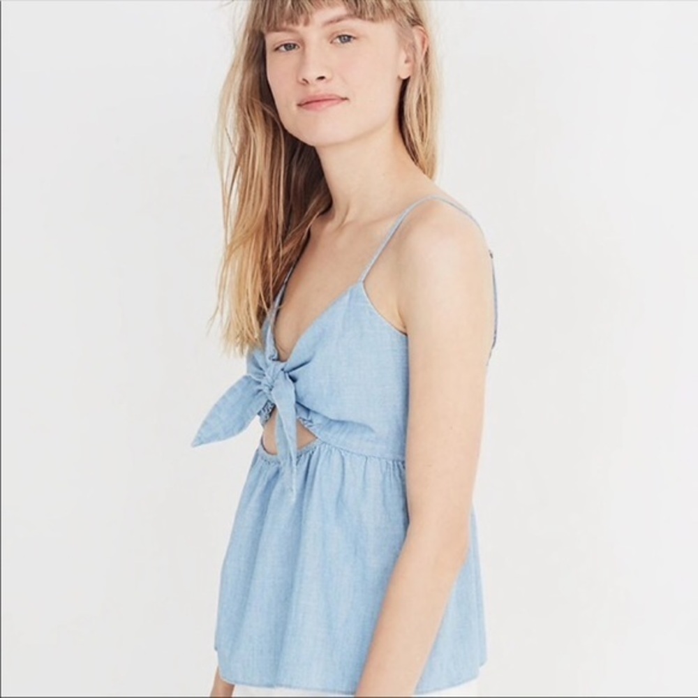 Madewell Chambray Tie Front‎ Cami Top